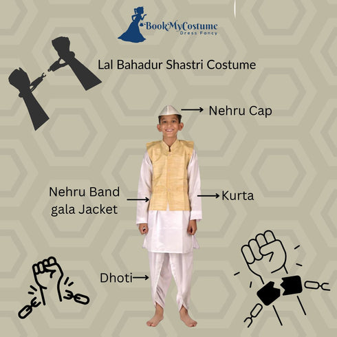 BookMyCostume Lal Bahadur Shastri Freedom Fighter Kids Fancy Dress Costume